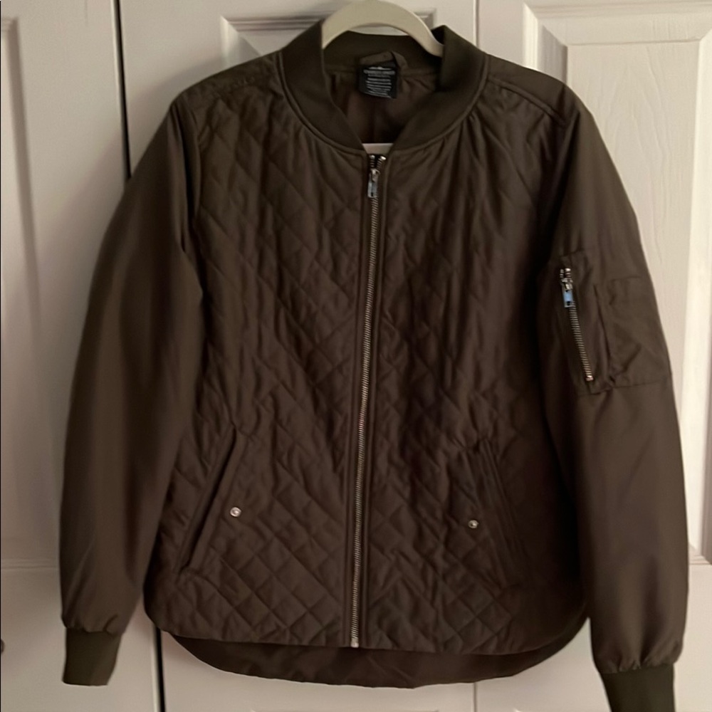 Charles River Apparel Olive Green Quilted Bomber Jacket